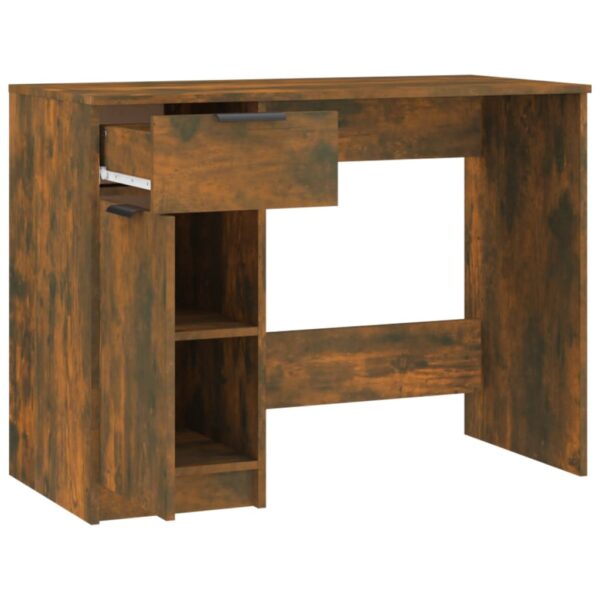 vidaXL Desk Smoked Oak 39.4"x19.7"x29.5" Engineered Wood - Image 7