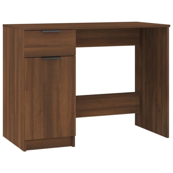 vidaXL Desk Brown Oak 39.4"x19.7"x29.5" Engineered Wood - Image 2