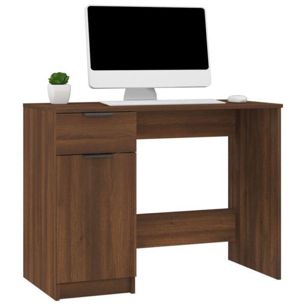 vidaXL Desk Brown Oak 39.4"x19.7"x29.5" Engineered Wood - Image 4