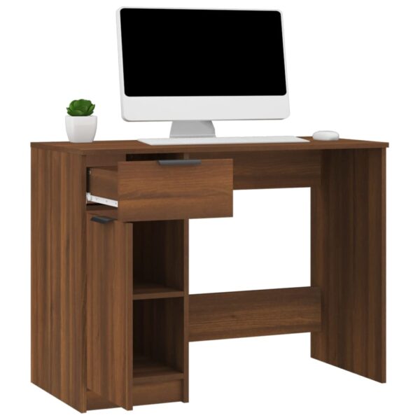 vidaXL Desk Brown Oak 39.4"x19.7"x29.5" Engineered Wood - Image 5