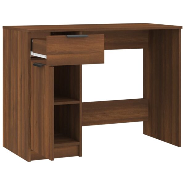 vidaXL Desk Brown Oak 39.4"x19.7"x29.5" Engineered Wood - Image 6