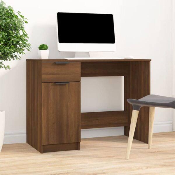 vidaXL Desk Brown Oak 39.4"x19.7"x29.5" Engineered Wood