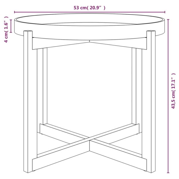 vidaXL Coffee Table White 20.9"x20.9"x17.1" Engineered Wood&Solid Wood Pine - Image 6