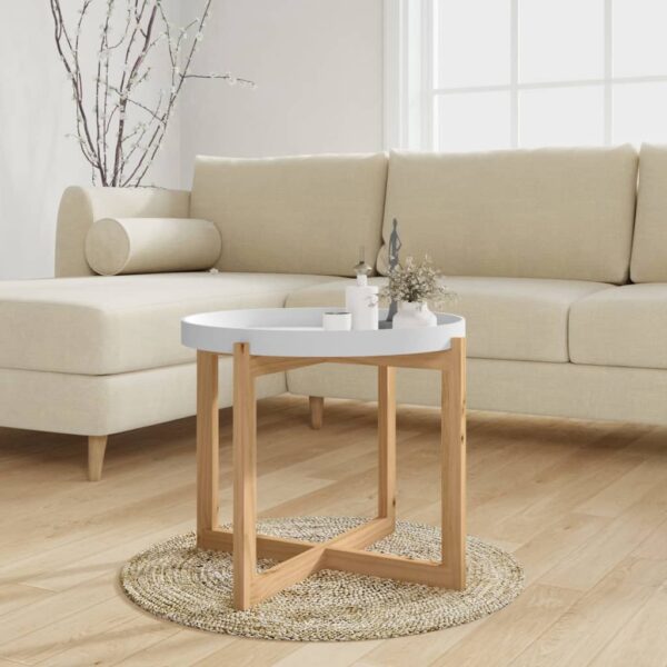 vidaXL Coffee Table White 20.9"x20.9"x17.1" Engineered Wood&Solid Wood Pine