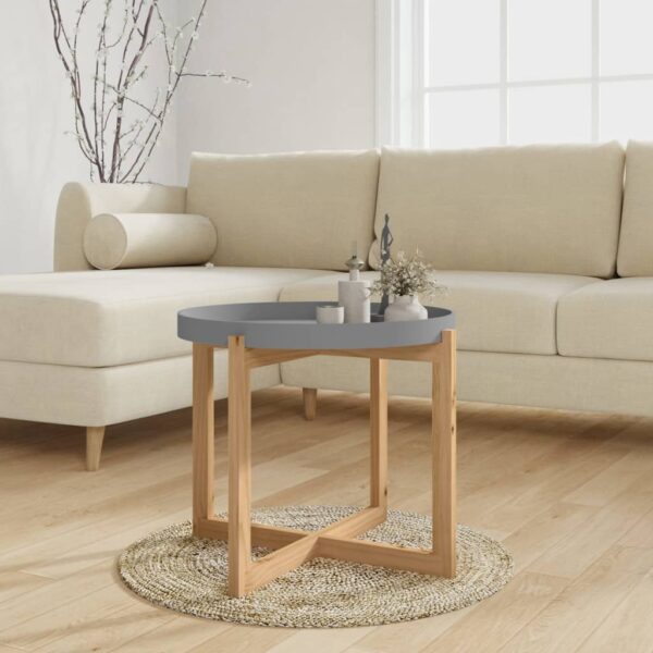 vidaXL Coffee Table Gray 20.9"x20.9"x17.1" Engineered Wood&Solid Wood Pine