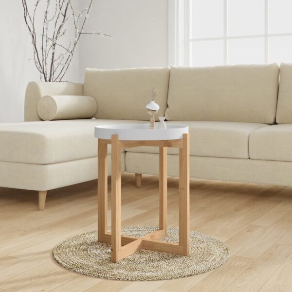 vidaXL Coffee Table White 16.1"x16.1"x19.1" Engineered Wood&Solid Wood Pine