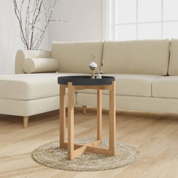 vidaXL Coffee Table Black 16.1"x16.1"x19.1" Engineered Wood&Solid Wood Pine