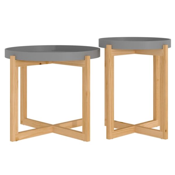 vidaXL Coffee Tables 2 pcs Gray Engineered Wood and Solid Wood Pine - Image 4