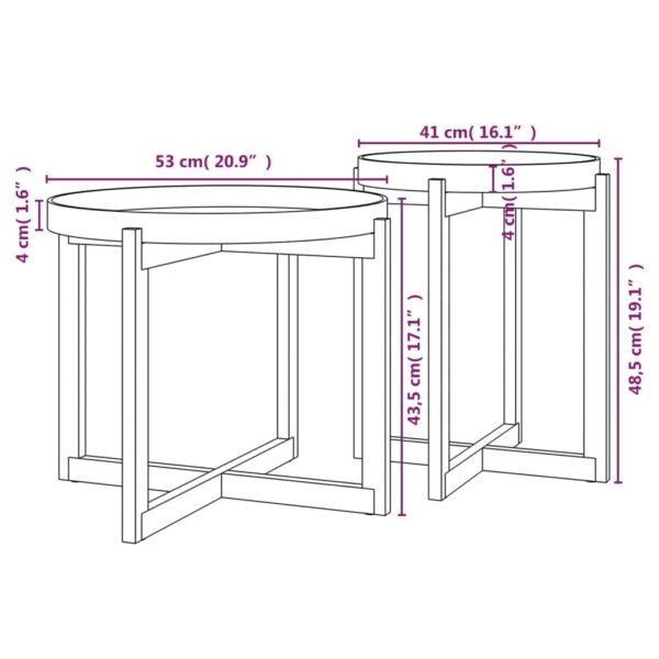 vidaXL Coffee Tables 2 pcs Gray Engineered Wood and Solid Wood Pine - Image 6