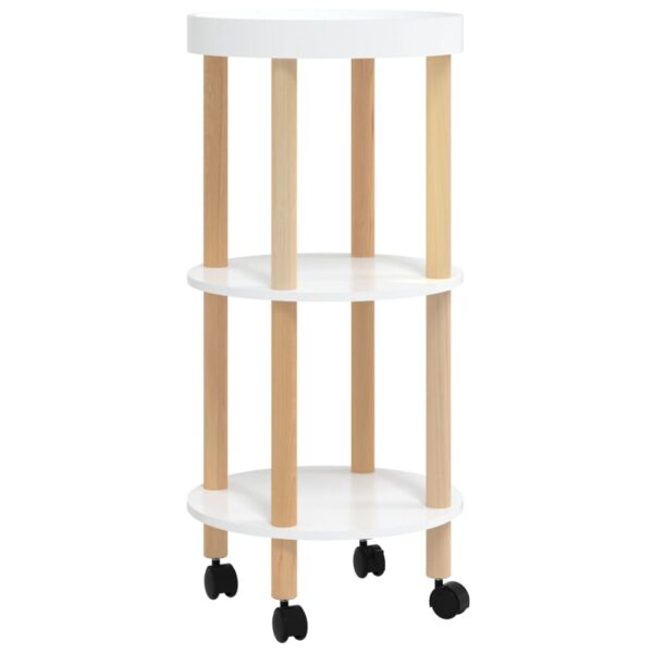 vidaXL 3-tier Trolley White 15"x15"x32.3" Engineered Wood&Solid Wood Pine - Image 2