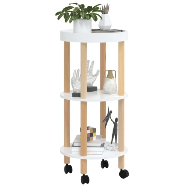 vidaXL 3-tier Trolley White 15"x15"x32.3" Engineered Wood&Solid Wood Pine - Image 3