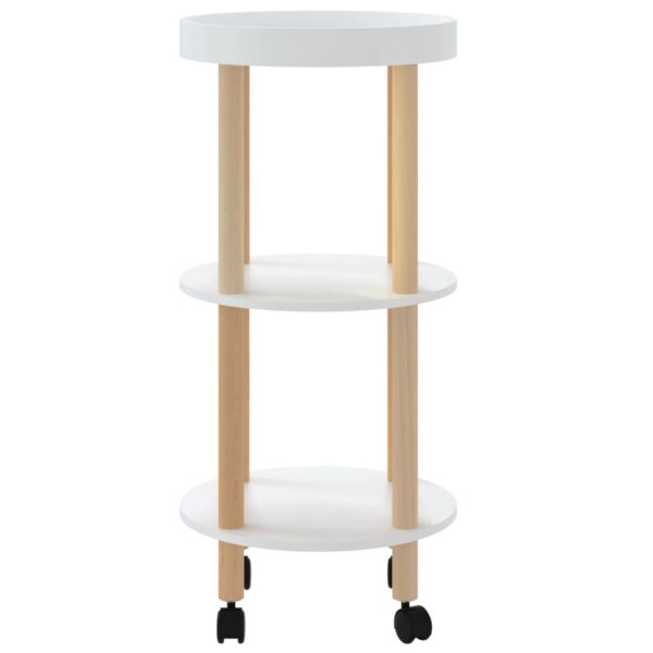 vidaXL 3-tier Trolley White 15"x15"x32.3" Engineered Wood&Solid Wood Pine - Image 4