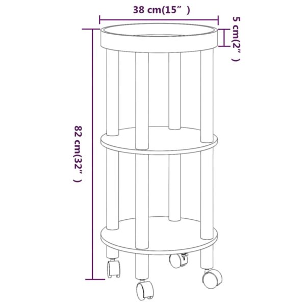 vidaXL 3-tier Trolley White 15"x15"x32.3" Engineered Wood&Solid Wood Pine - Image 7