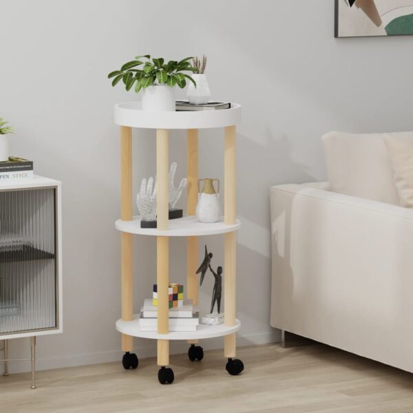 vidaXL 3-tier Trolley White 15"x15"x32.3" Engineered Wood&Solid Wood Pine