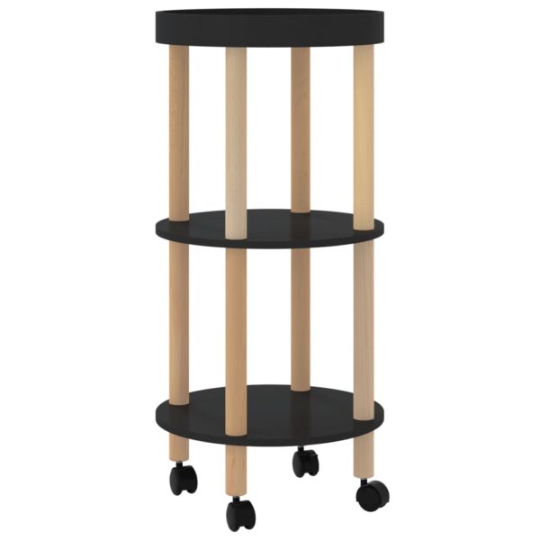 vidaXL 3-tier Trolley Black 15"x15"x32.3" Engineered Wood&Solid Wood Pine - Image 2