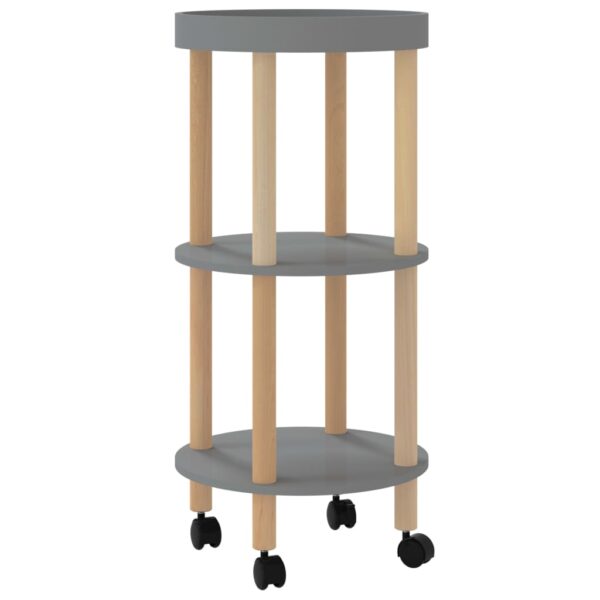 vidaXL 3-tier Trolley Gray 15"x15"x32.3" Engineered Wood&Solid Wood Pine - Image 2