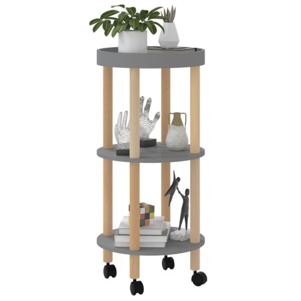 vidaXL 3-tier Trolley Gray 15"x15"x32.3" Engineered Wood&Solid Wood Pine - Image 3