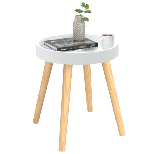 vidaXL Side Table White 15"x15"x15.7" Engineered Wood&Solid Wood Pine - Image 3