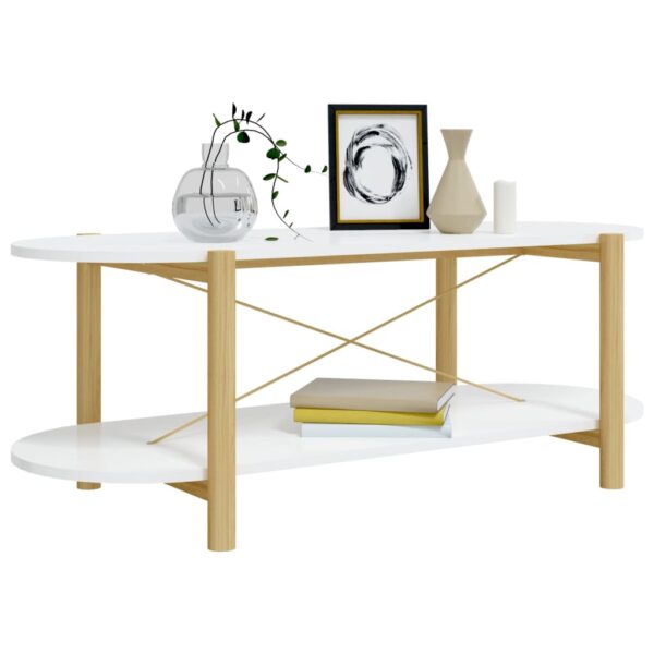 vidaXL Coffee Table White 43.3"x18.9"x15.7" Engineered Wood - Image 4