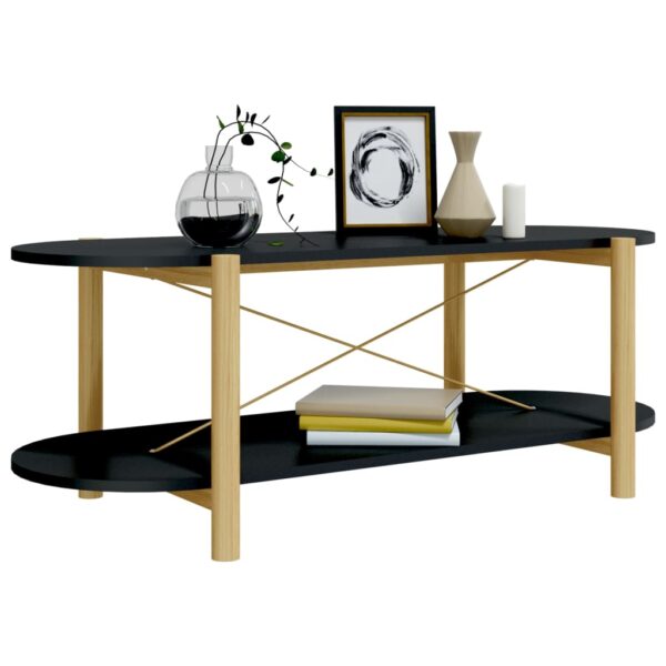 vidaXL Coffee Table Black 43.3"x18.9"x15.7" Engineered Wood - Image 4