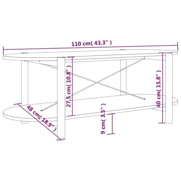 vidaXL Coffee Table 43.3"x18.9"x15.7" Engineered Wood - Image 7