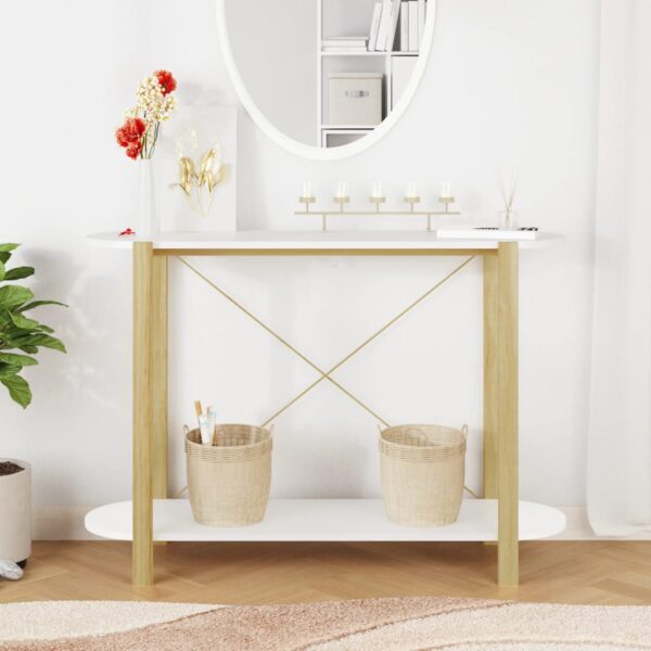 vidaXL Console Table White 43.3"x15"x29.5" Engineered Wood - Image 3