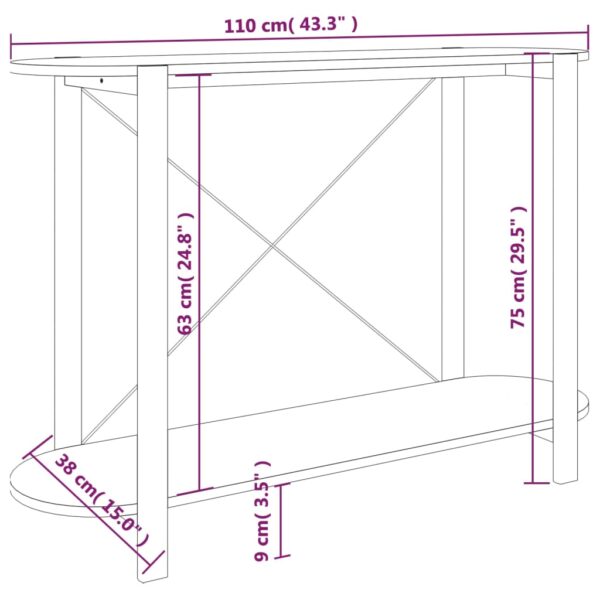 vidaXL Console Table White 43.3"x15"x29.5" Engineered Wood - Image 7