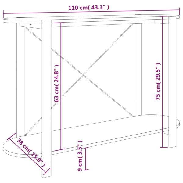 vidaXL Console Table 43.3"x15"x29.5" Engineered Wood - Image 7