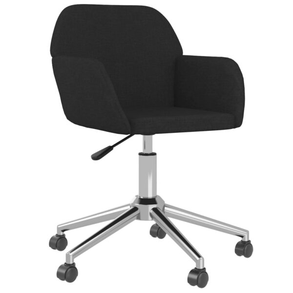 vidaXL Swivel Office Chair Black Fabric - Image 2