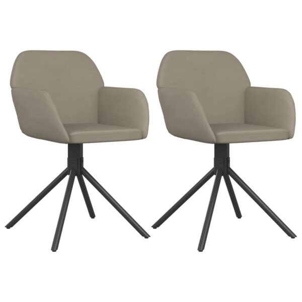 vidaXL Swivel Dining Chairs 2 pcs Light Gray Velvet - Image 2