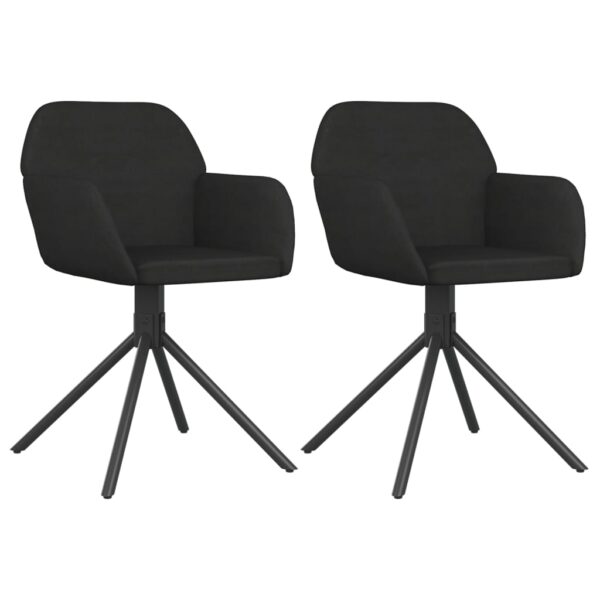 vidaXL Swivel Dining Chairs 2 pcs Black Velvet - Image 2