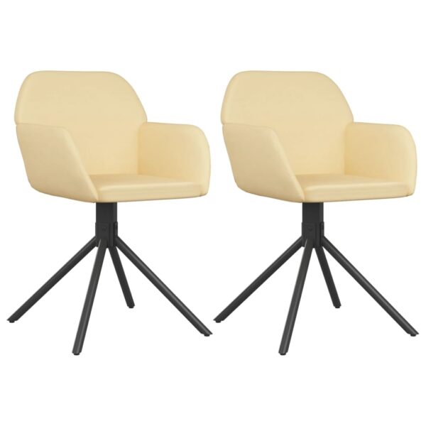 vidaXL Swivel Dining Chairs 2 pcs Cream Velvet - Image 2