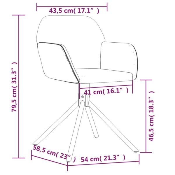 vidaXL Swivel Dining Chairs 2 pcs Cream Velvet - Image 9