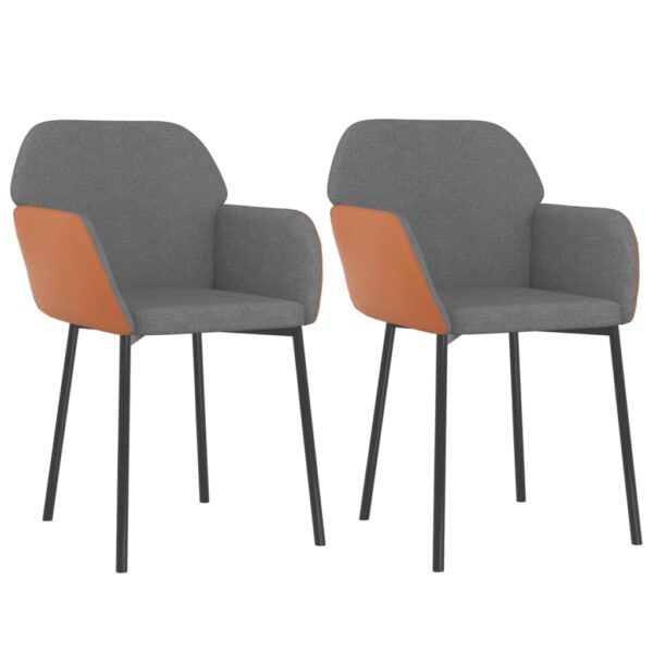 vidaXL Dining Chairs 2 pcs Light Gray Fabric and Faux Leather - Image 2