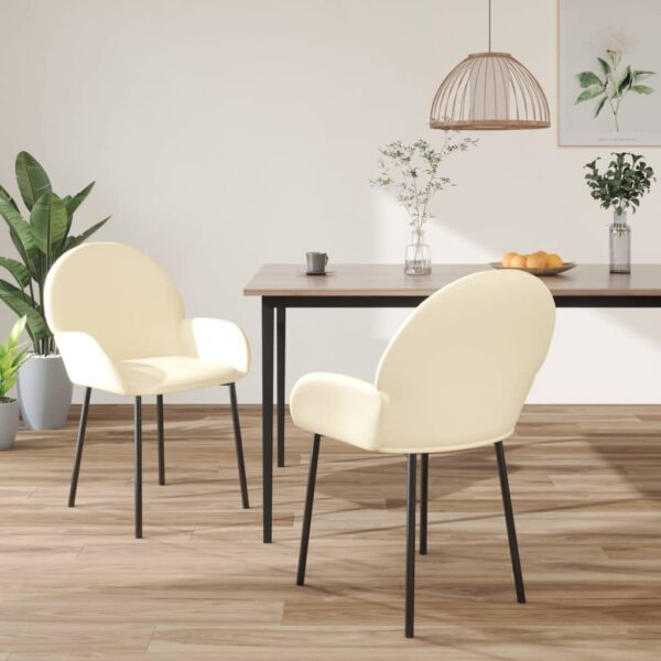 vidaXL Dining Chairs 2 pcs Cream Faux Leather