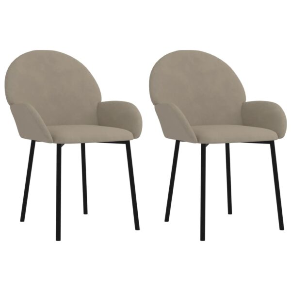 vidaXL Dining Chairs 2 pcs Light Gray Velvet - Image 2