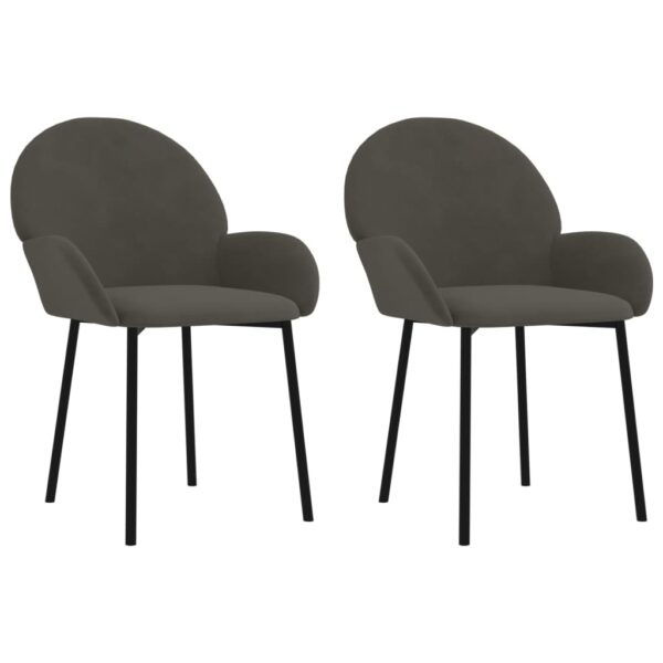 vidaXL Dining Chairs 2 pcs Dark Gray Velvet - Image 2