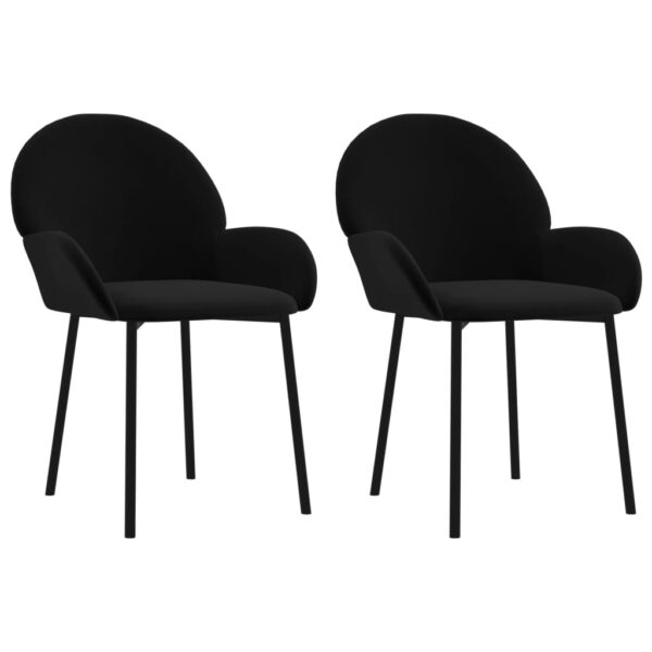 vidaXL Dining Chairs 2 pcs Black Velvet - Image 2