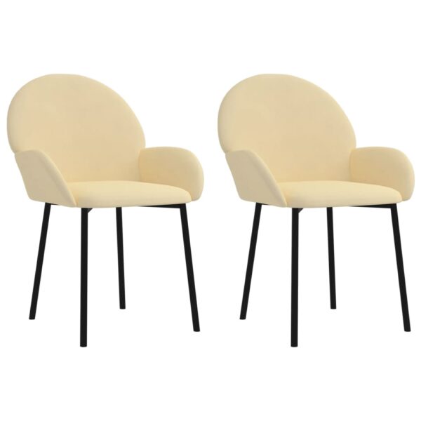 vidaXL Dining Chairs 2 pcs Cream Velvet - Image 2