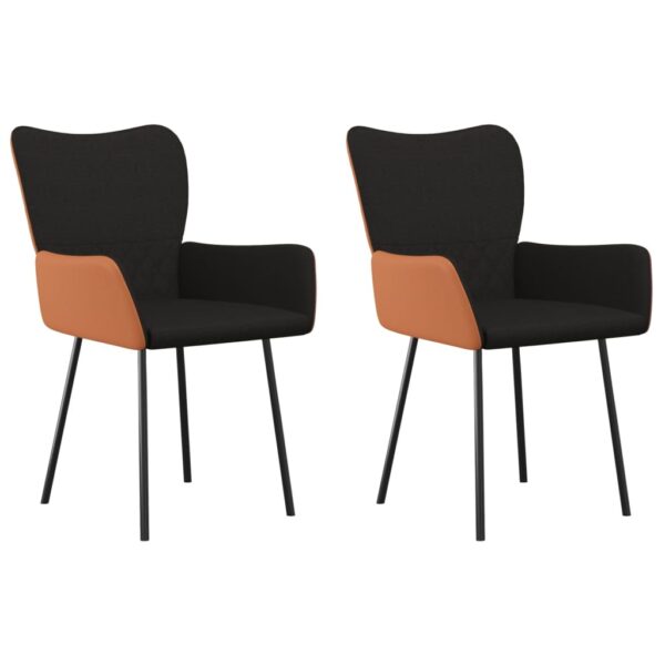 vidaXL Dining Chairs 2 pcs Black Fabric and Faux Leather - Image 2