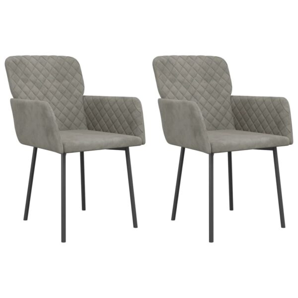 vidaXL Dining Chairs 2 pcs Light Gray Velvet - Image 2