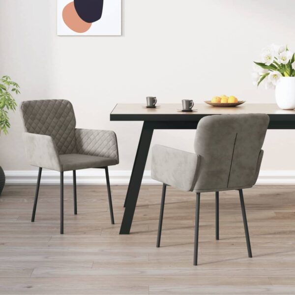 vidaXL Dining Chairs 2 pcs Light Gray Velvet