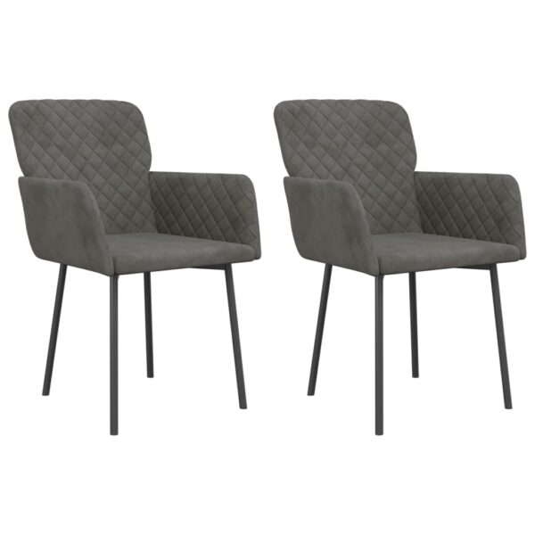 vidaXL Dining Chairs 2 pcs Dark Gray Velvet - Image 2