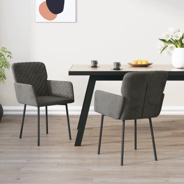 vidaXL Dining Chairs 2 pcs Dark Gray Velvet