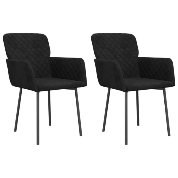 vidaXL Dining Chairs 2 pcs Black Velvet - Image 2