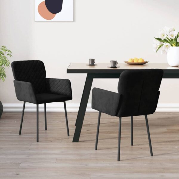 vidaXL Dining Chairs 2 pcs Black Velvet