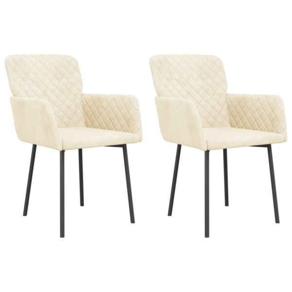 vidaXL Dining Chairs 2 pcs Cream Velvet - Image 2