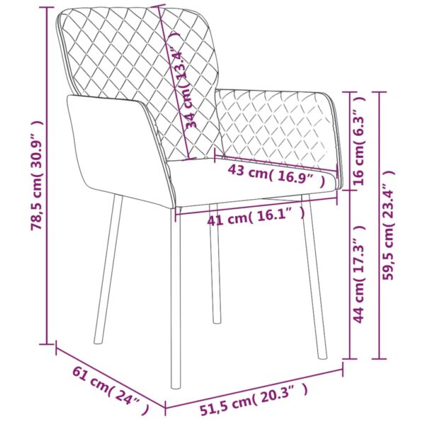 vidaXL Dining Chairs 2 pcs Cream Velvet - Image 9