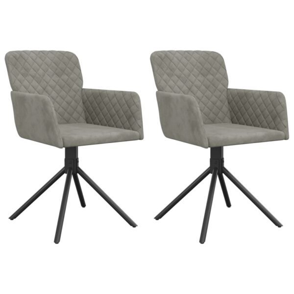 vidaXL Swivel Dining Chairs 2 pcs Light Gray Velvet - Image 2