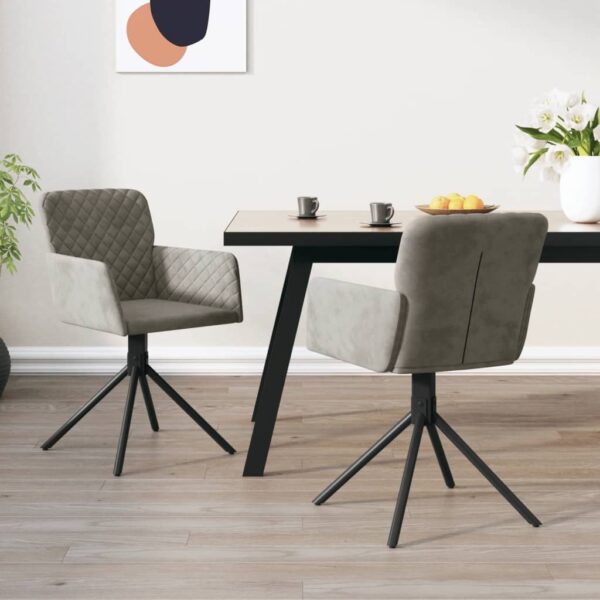 vidaXL Swivel Dining Chairs 2 pcs Light Gray Velvet